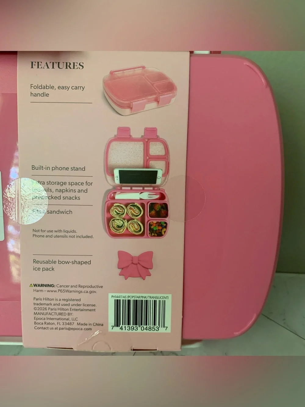 Paris Hilton Bow Bento style Lunch Box WITH REUSABLE BOW-SHAPED ICE PACK